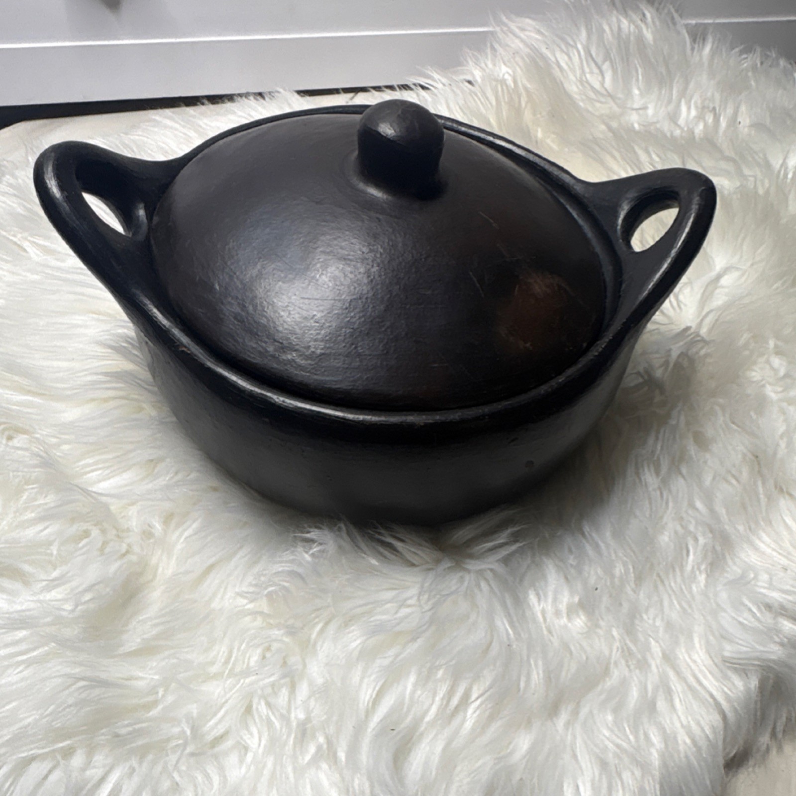 Black Ceramic Round Casserole With Lid Double Handle Gas Electric Compatible
