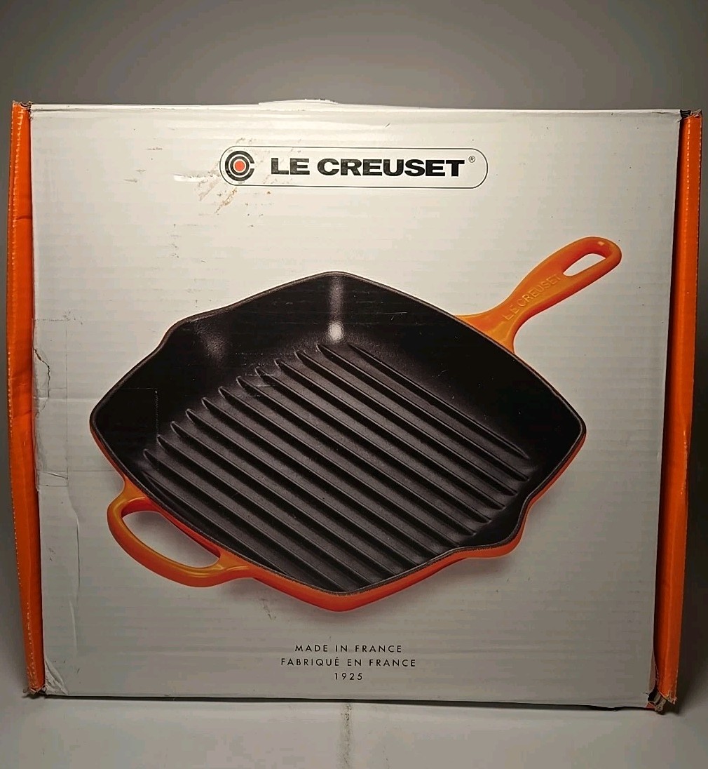 Le Creuset Enameled Cast Iron Signature Square Skillet Grill 10.25 in Cerise