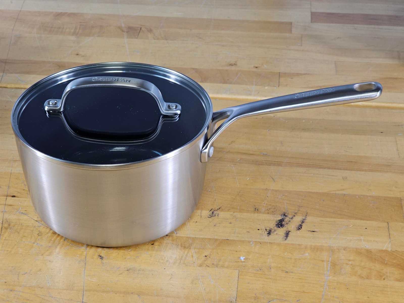 *CHIPD* 3.2 Qt GreenPan GP5 Vista Stainless Steel Ceramic Nonstick Saucepan Lid