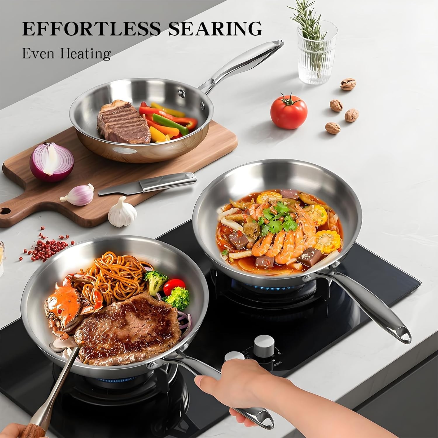 Stainless Steel Cookware Set 3 Ply 17 Piece Stainless Steel Pot & Pan Set Oven