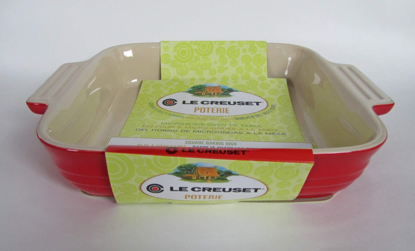 LE CREUSET Poterie Chili Red Square Baking Dish 9 1/4″=23 cm Freezer to Oven NEW
