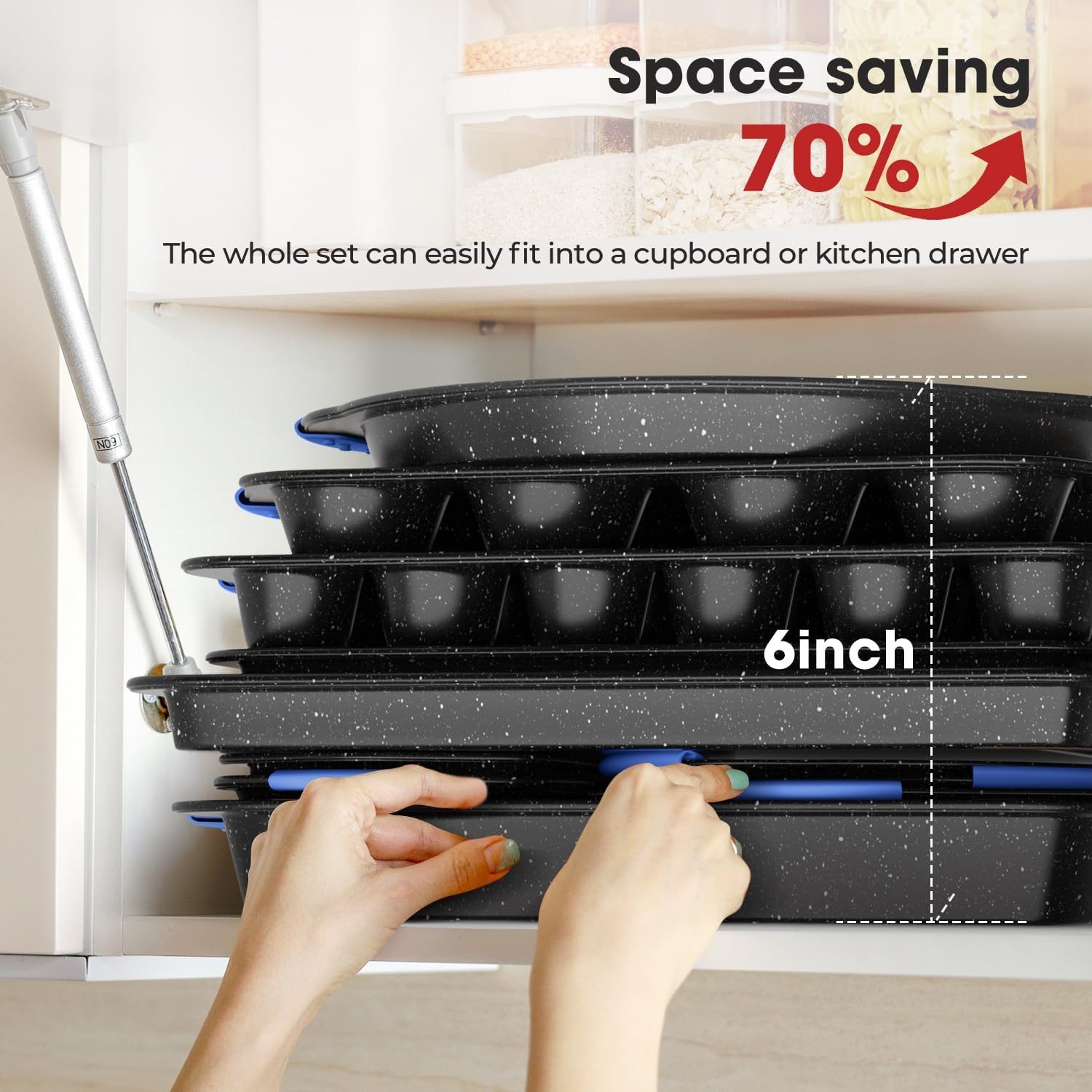 Premium 11-Piece Nonstick Baking Set with Cool-Touch Handles – Black & Blue