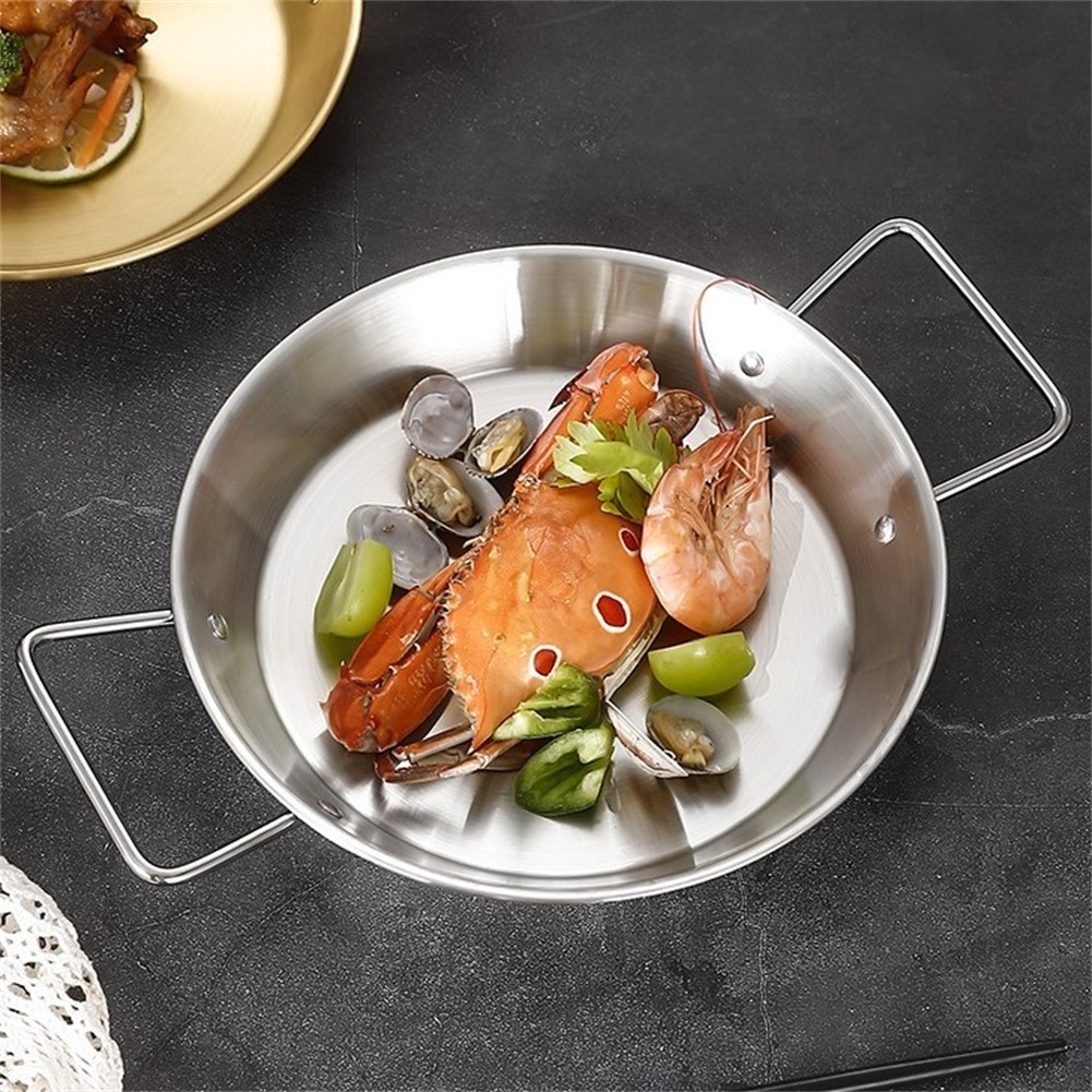 Rust Resistant Stainless Steel Paella Pot Flat Bottom Cooking Pot 32CM