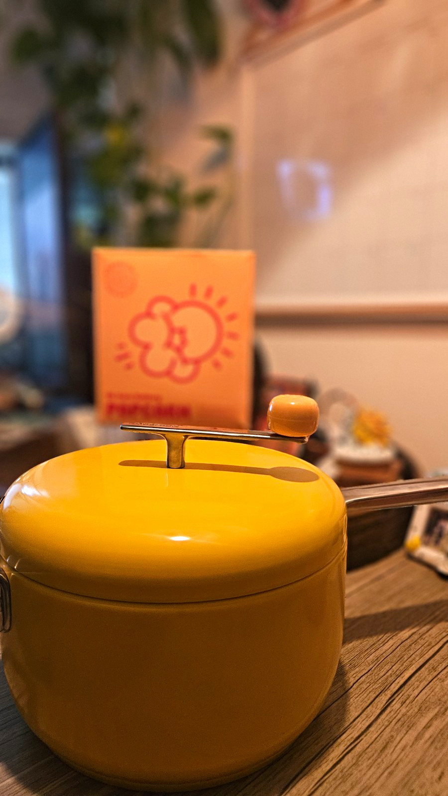 Popsmith Yellow 4-Cup Enamel-Coated Metal Popper Saucepan w/ Lid Long Handle