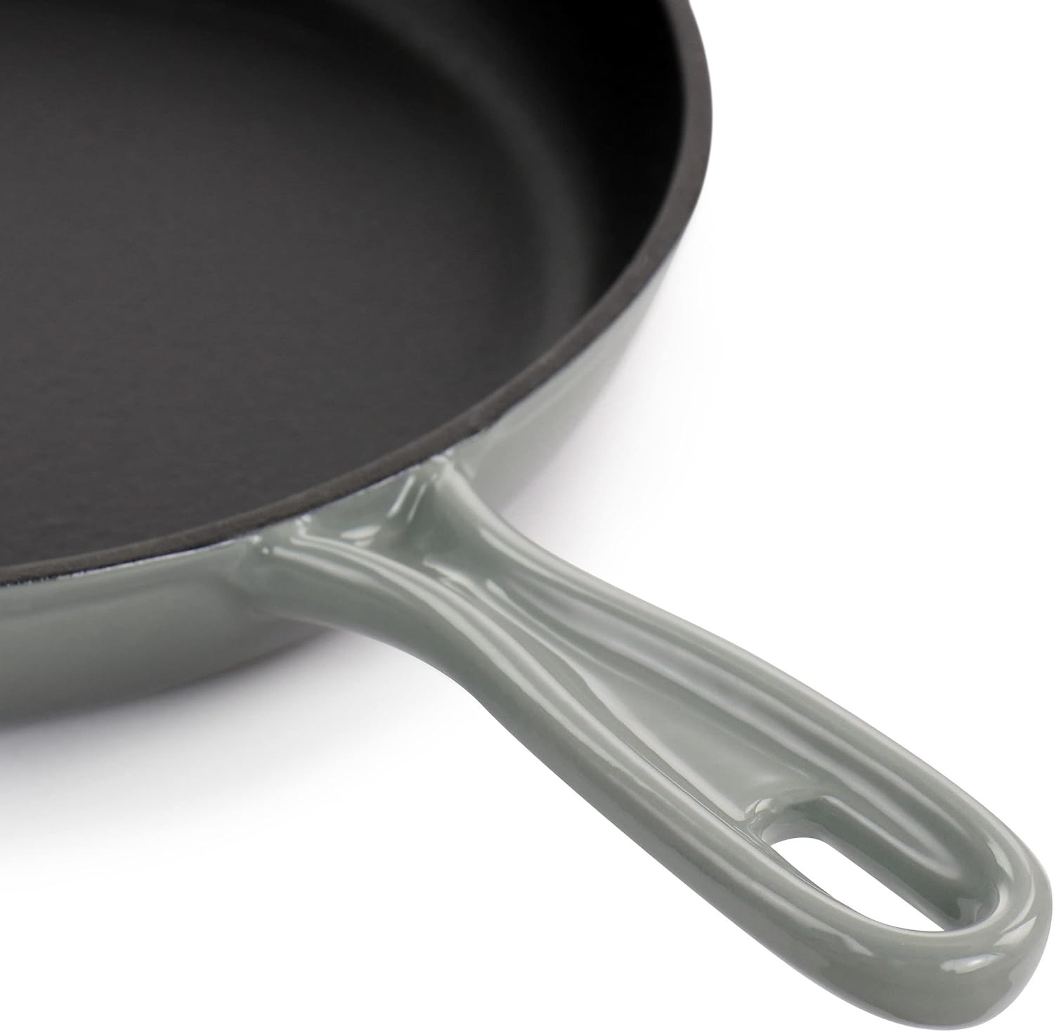 round 10.25 Inch Enameled Cast Iron Skillet in Gray