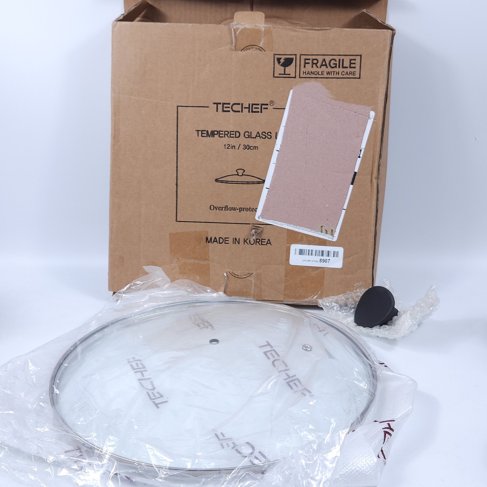 TeChef Cookware Tempered Glass Lid (12in/30cm) Overflow Protection