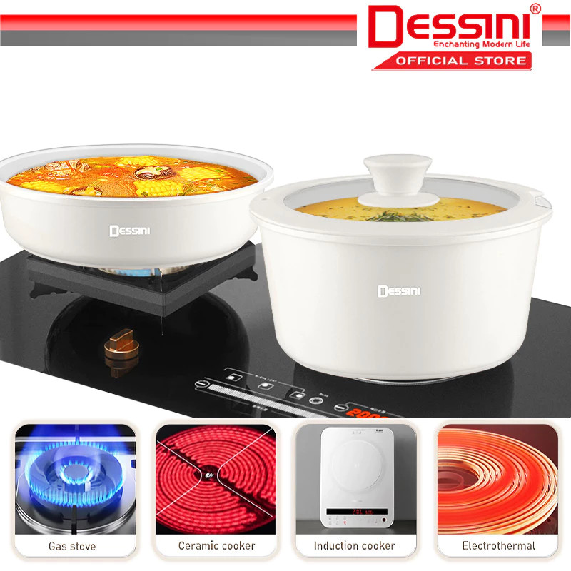 DESSINI ITALY iRMZ-6-S Non Stick Granite Cooking Pot Frying Pan Cookware 6 pcs