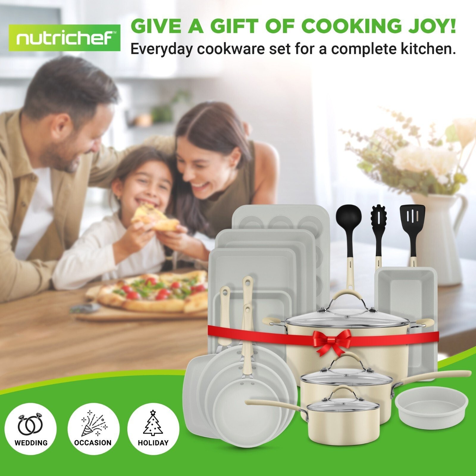 Nutrichef 20 Pcs Home Kitchen Cookware & Bakeware Set- Non-stick, High-quality
