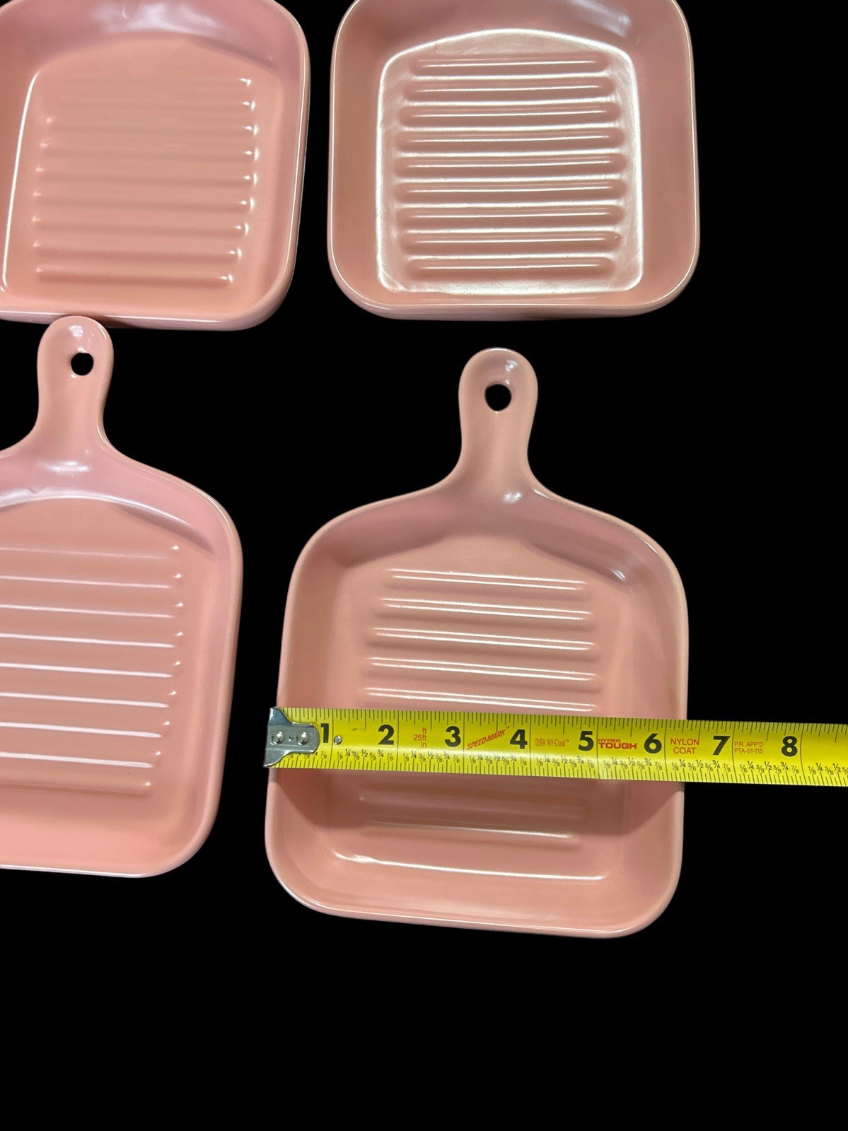 Square Griddle Pan W Handle Lot Oven & Microwave Safe Serve Ware Set Pink 4 New