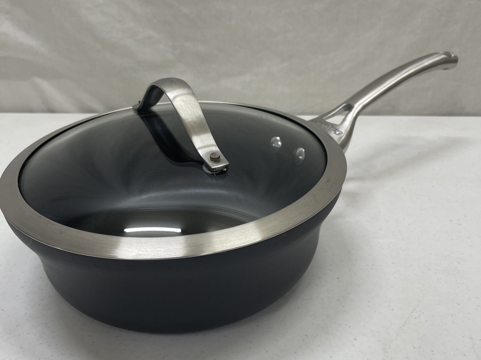 Calphalon Commercial 8782 2.5 Qt Hard Anodized Aluminum Saucepan Glass Lid USA