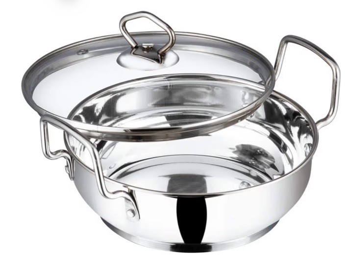 Vinod Stainless Steel Kadai with Glass Lid Extra Thick SAS Heavy Base Kadai 3.7L