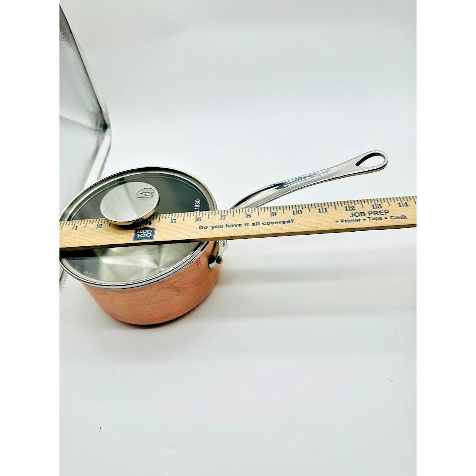 Mauviel 1830 M150S Copper Saucepan with Glass Lid Made in France 1.5mm Stainless