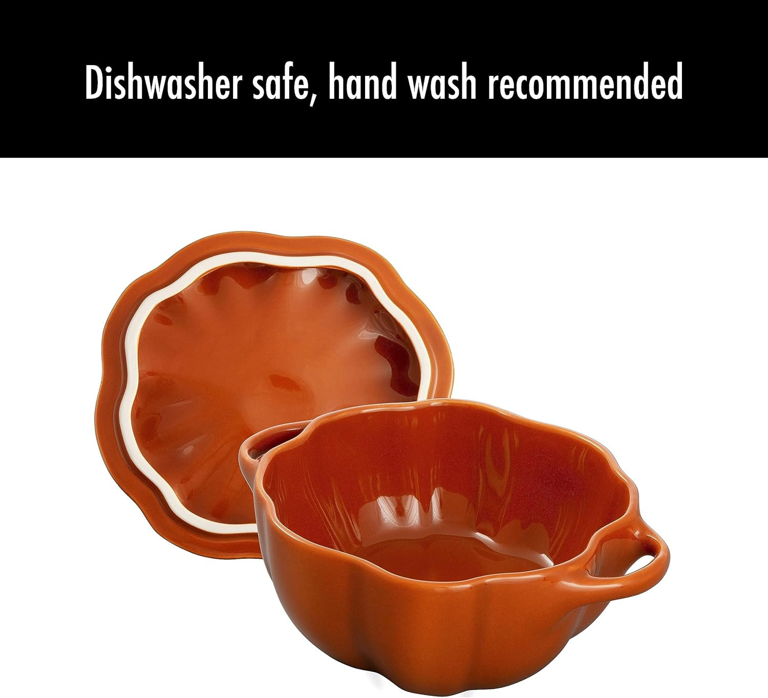 Ceramic 16-oz Petite Pumpkin Cocotte – Burnt Orange