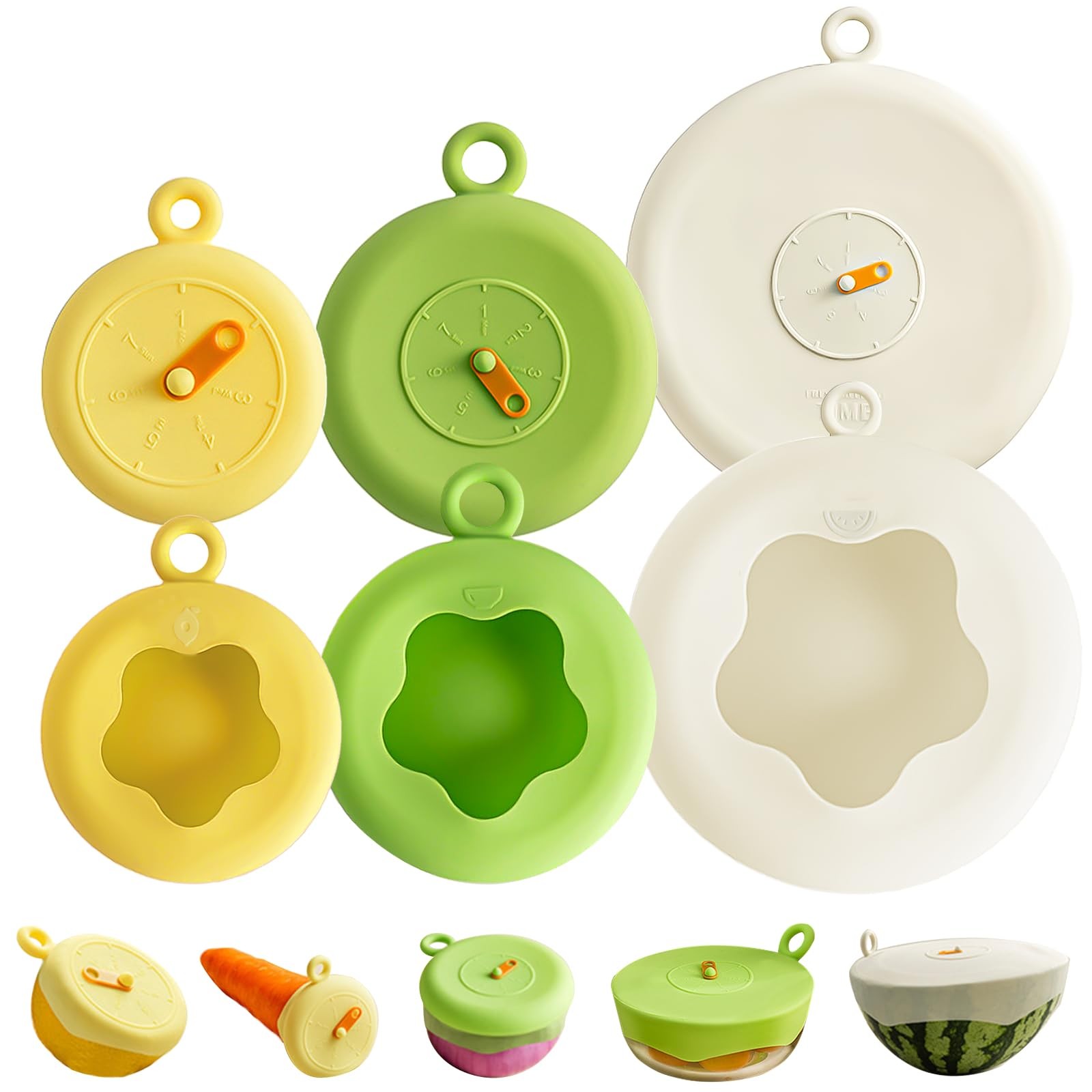 Silicone Stretch Lids Set for Food Storage, 6 Pcs Food-grade Reusable Sealing…