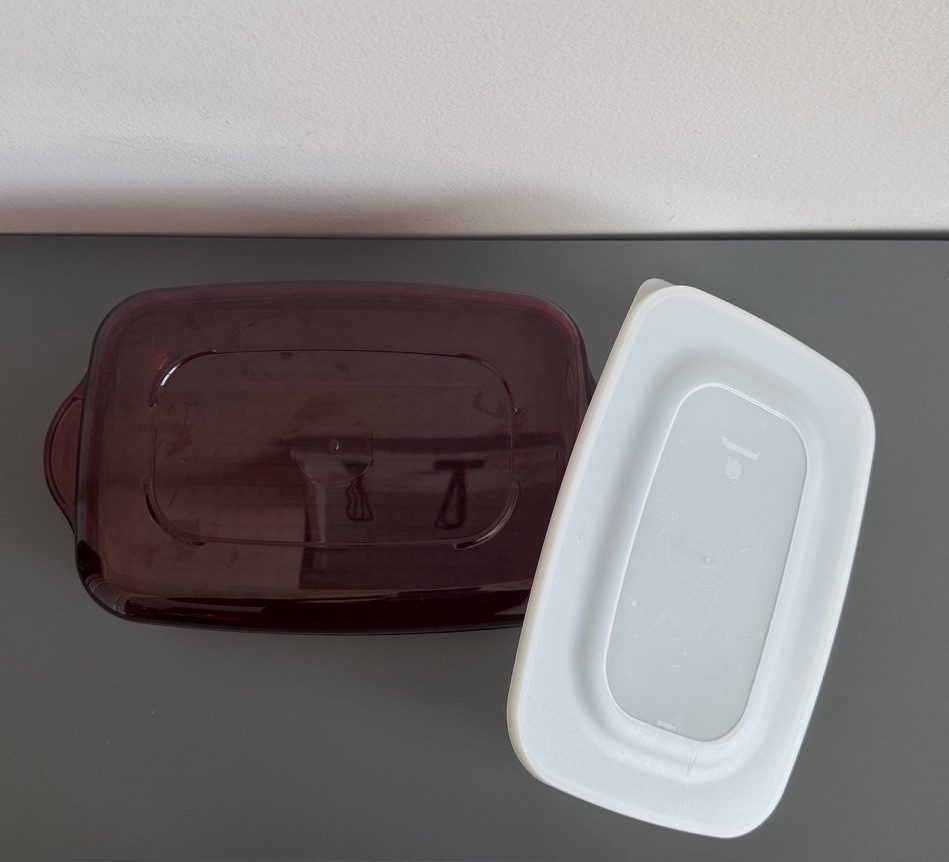 Tupperware Vintage Microwave Rectangle 1.7L Cooker Steamer Cranberry Red 4 Piece