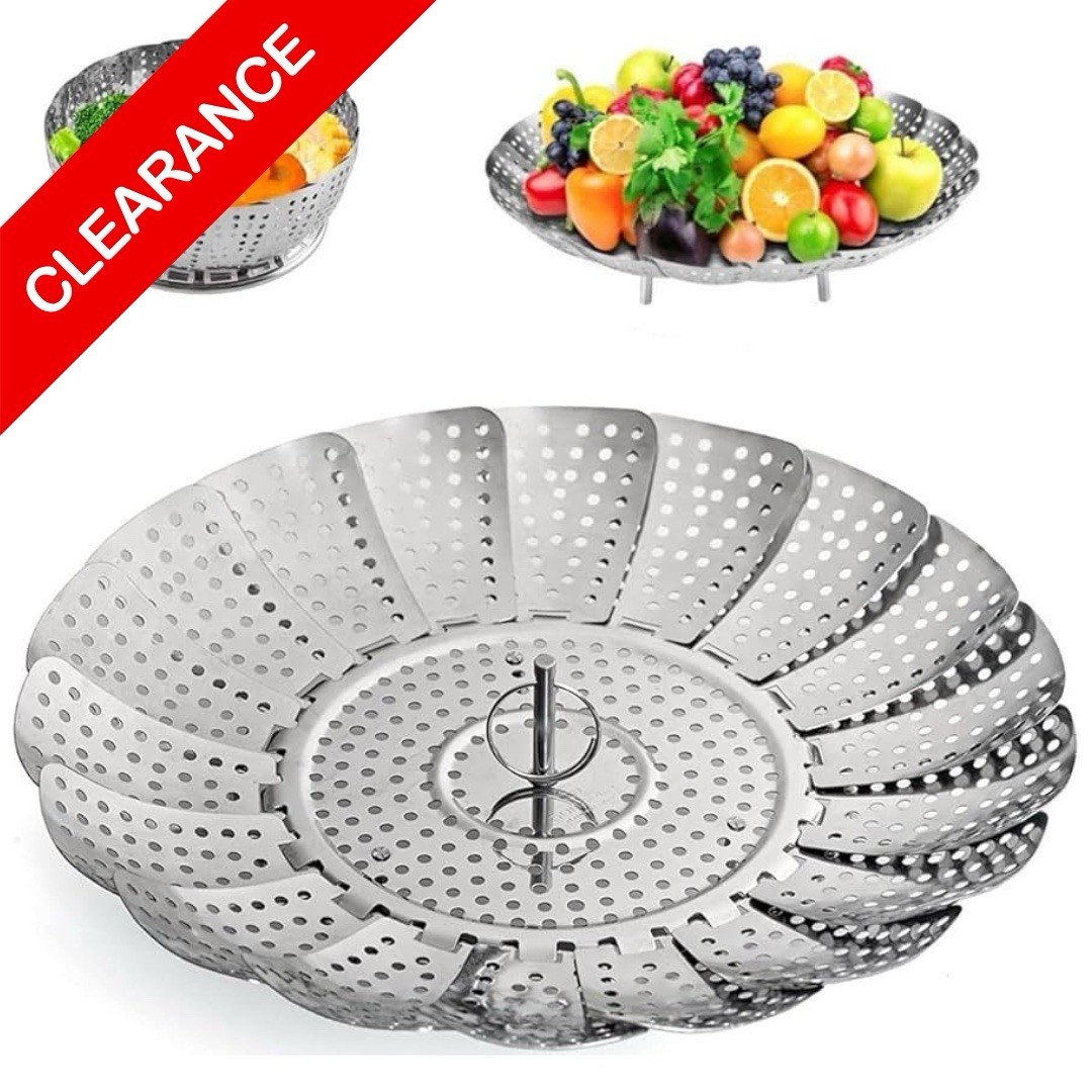 NEW 9” Collapsible Steamer Basket for Vegetables, Durable Stainless Steel