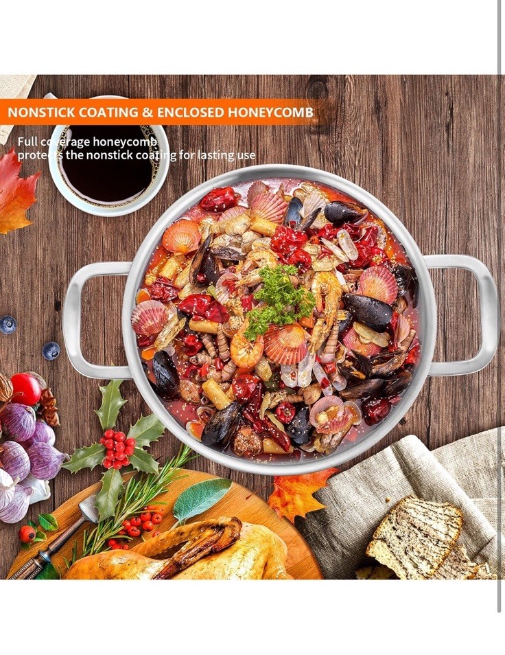 LOLYKITCH 6QT Tri-Ply Stainless Steel Sauté Pan with Lid+8″Nonstick Fry Pan Set
