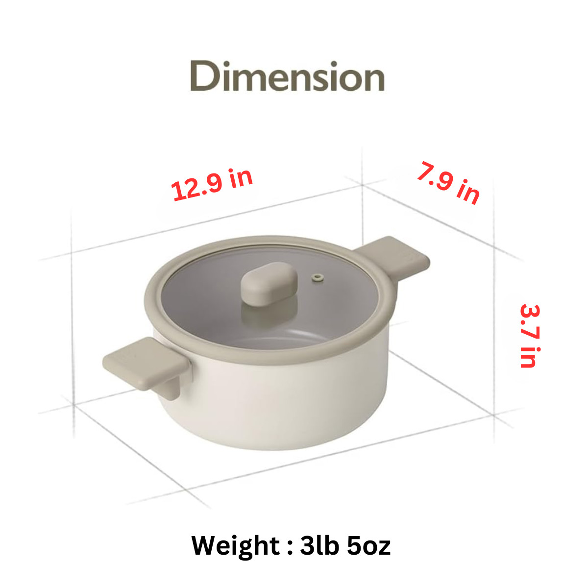 Chou Chou Kitchen Nonstick 1.7QT Stock Pot with Lid, Stew Soup Noodle Casserole