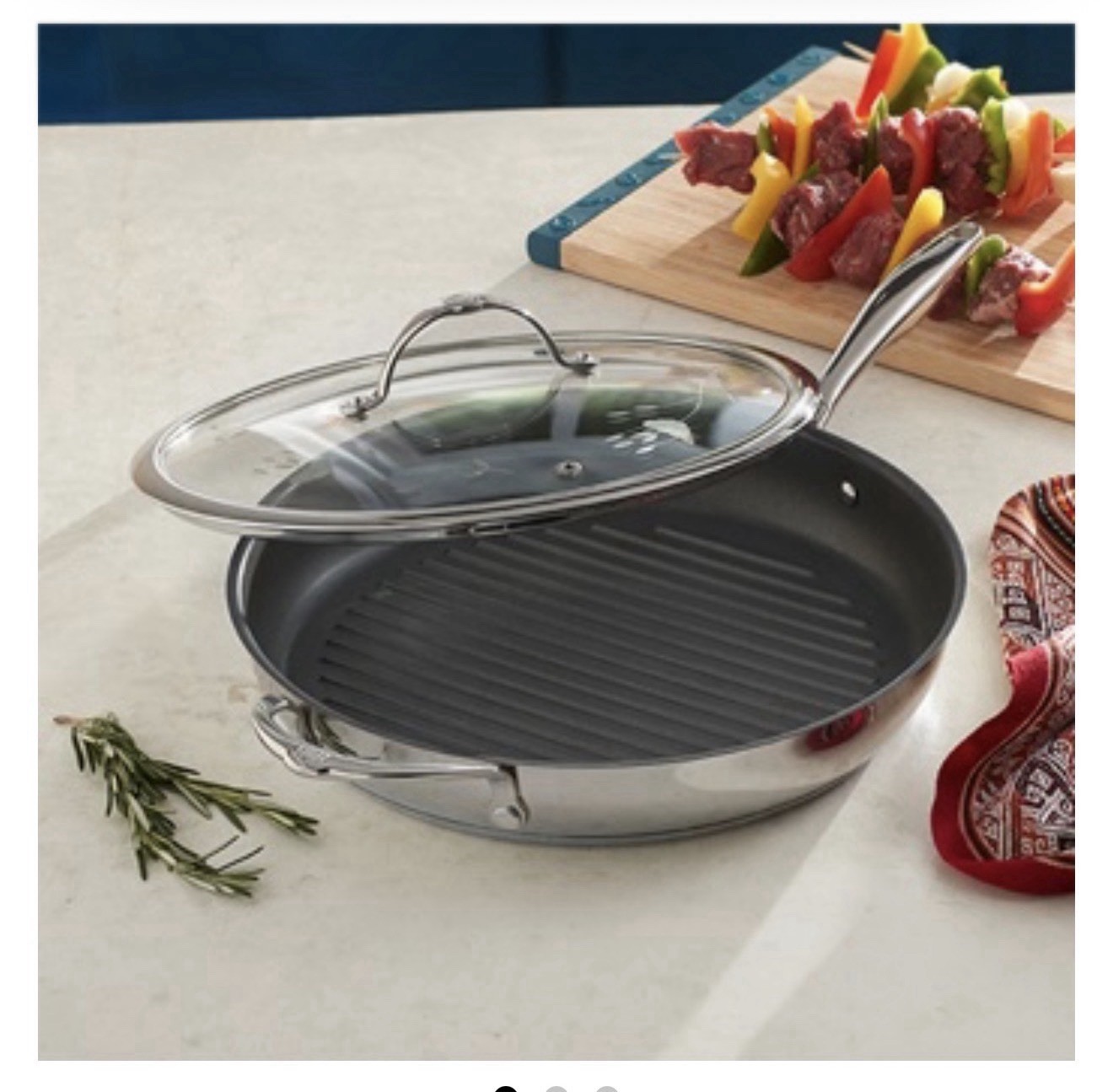 Princess House Heritage Signature 12″ Nonstick Grill Pan with Lid