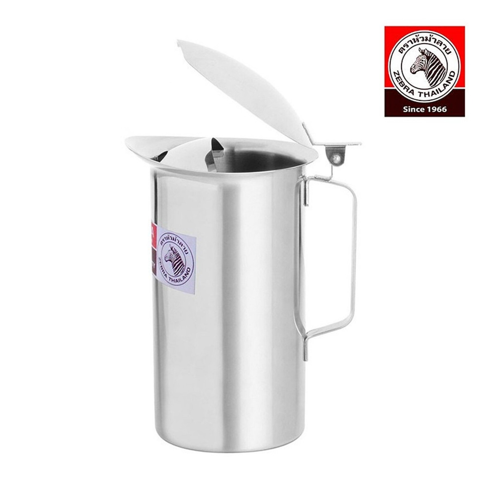 Thai Zebra Brand Water Jug Pouring Mouth with Lid Kitchenware Stainless 11cm