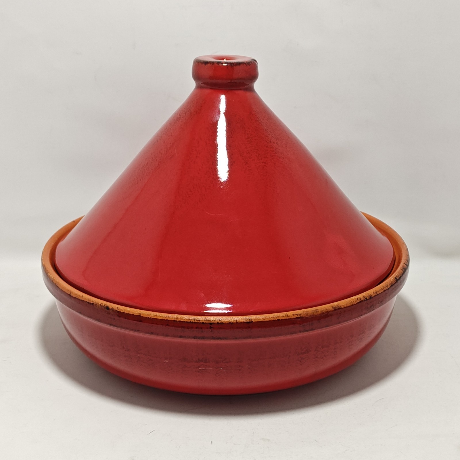 De Silva Red Glazed Terracotta Clay Tajine Cooking Pot Made in Italy 10″