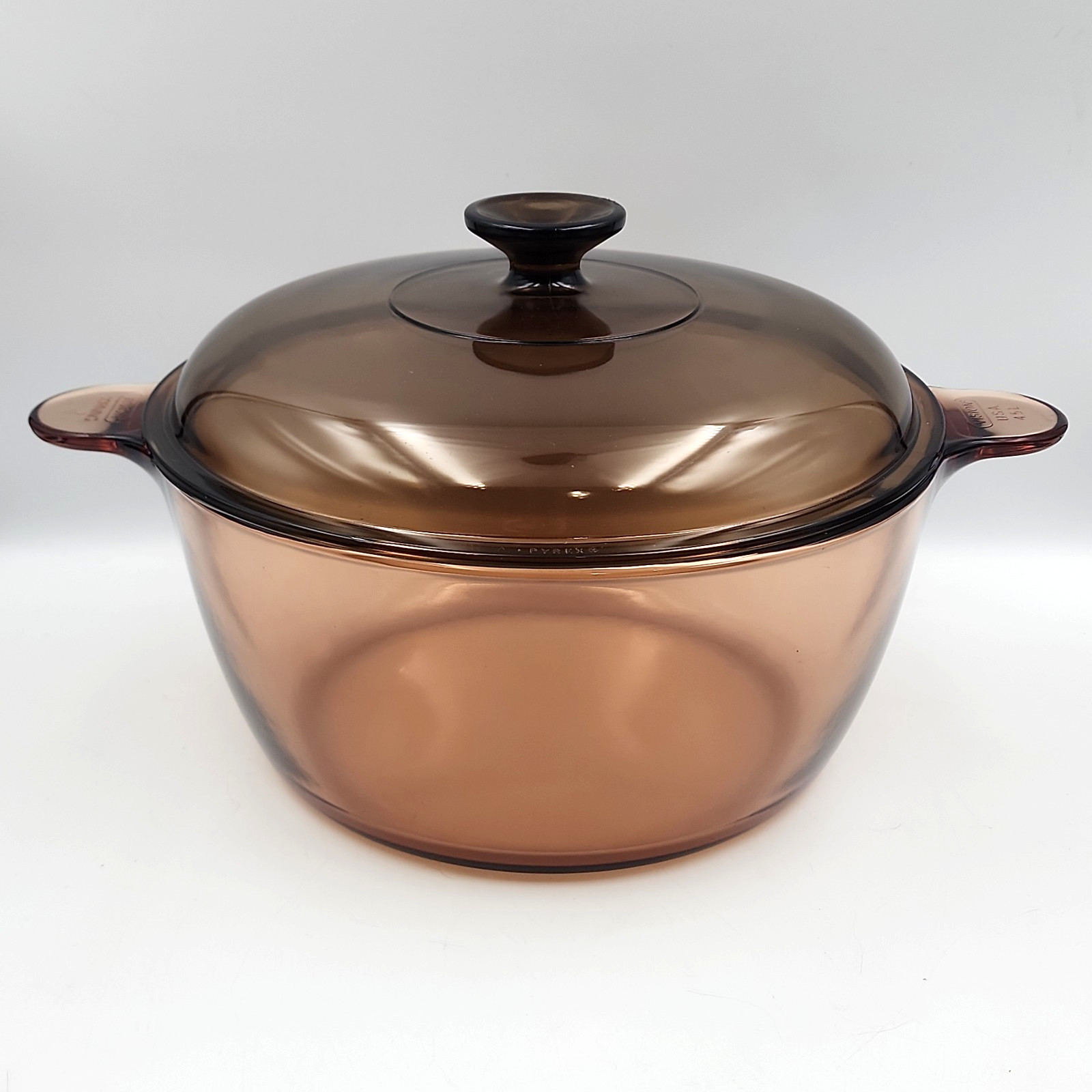 VISIONS Amber 4.5L Glass Dutch Oven Stock Pot With Lid Vintage Corning Ware