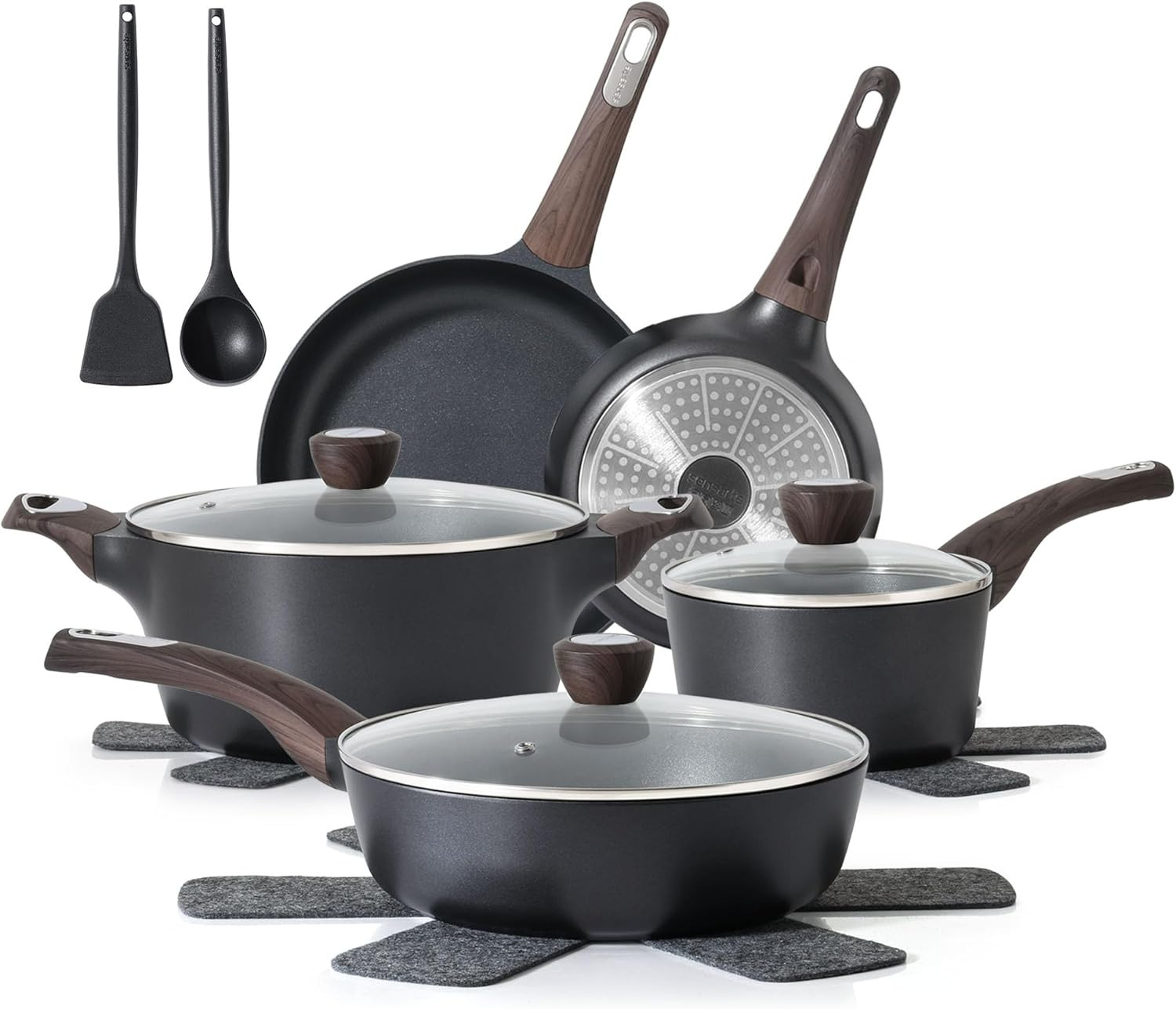 Pots and Pans Set Non Stick, Non Toxic Healthy Induction Cookware Sets, 14 Pcs N
