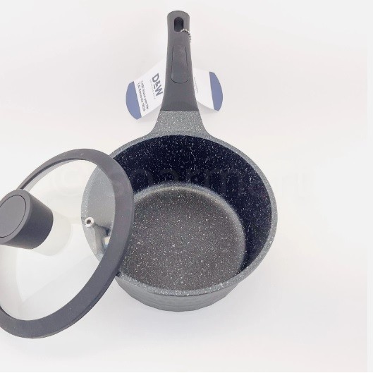 Premium Saucepan Casserole NonStick With Lid 7 inch 1.9 Qt Black Deane&White New
