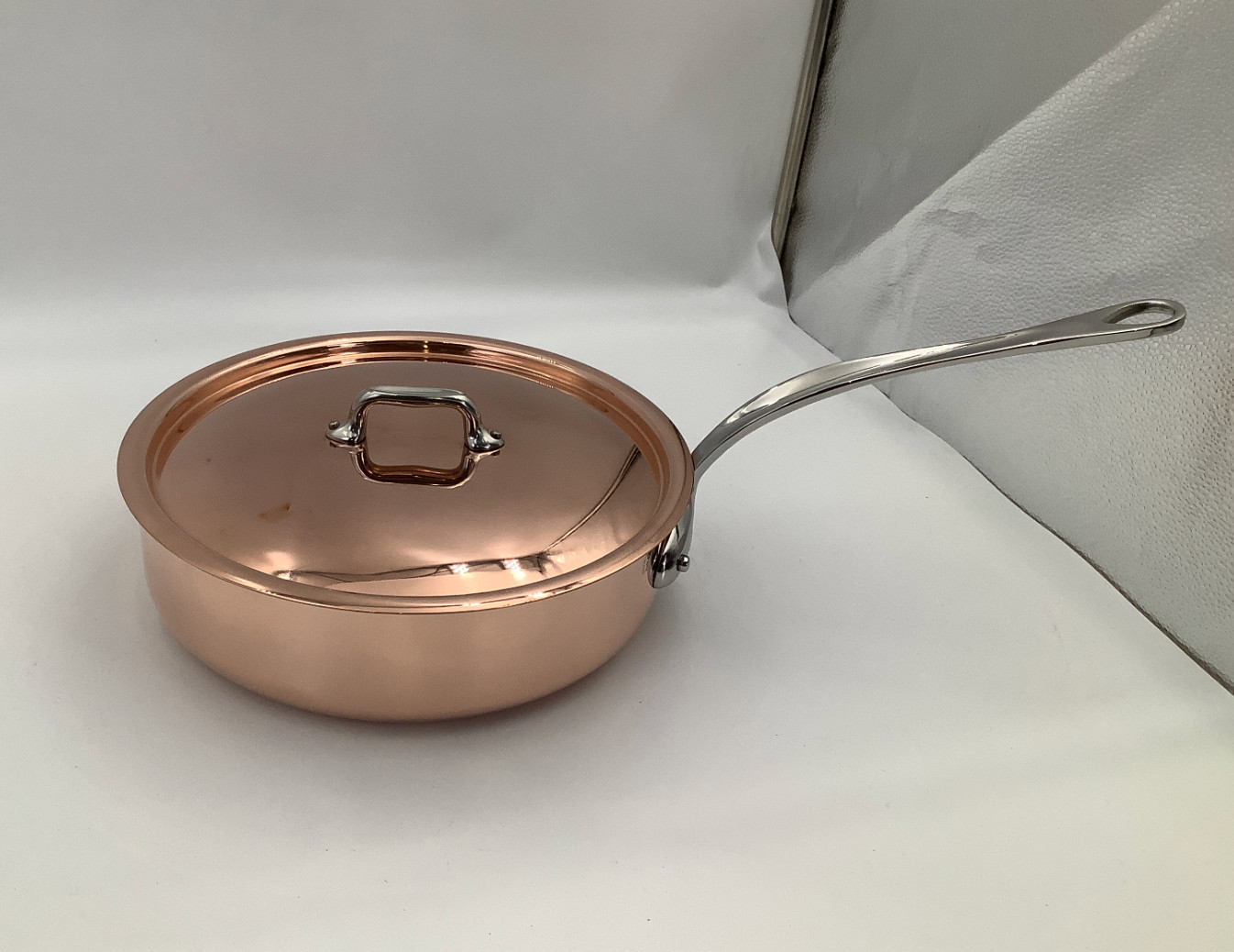 Mauviel M’Heritage 150 S Polished Copper & Stainless Steel Saute Pan, 3.5-qt.