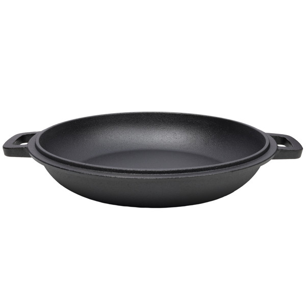 2 in 1 Cast Iron Stock Pot Dual Handles Multi Purpose Braiser with Griddle Lid