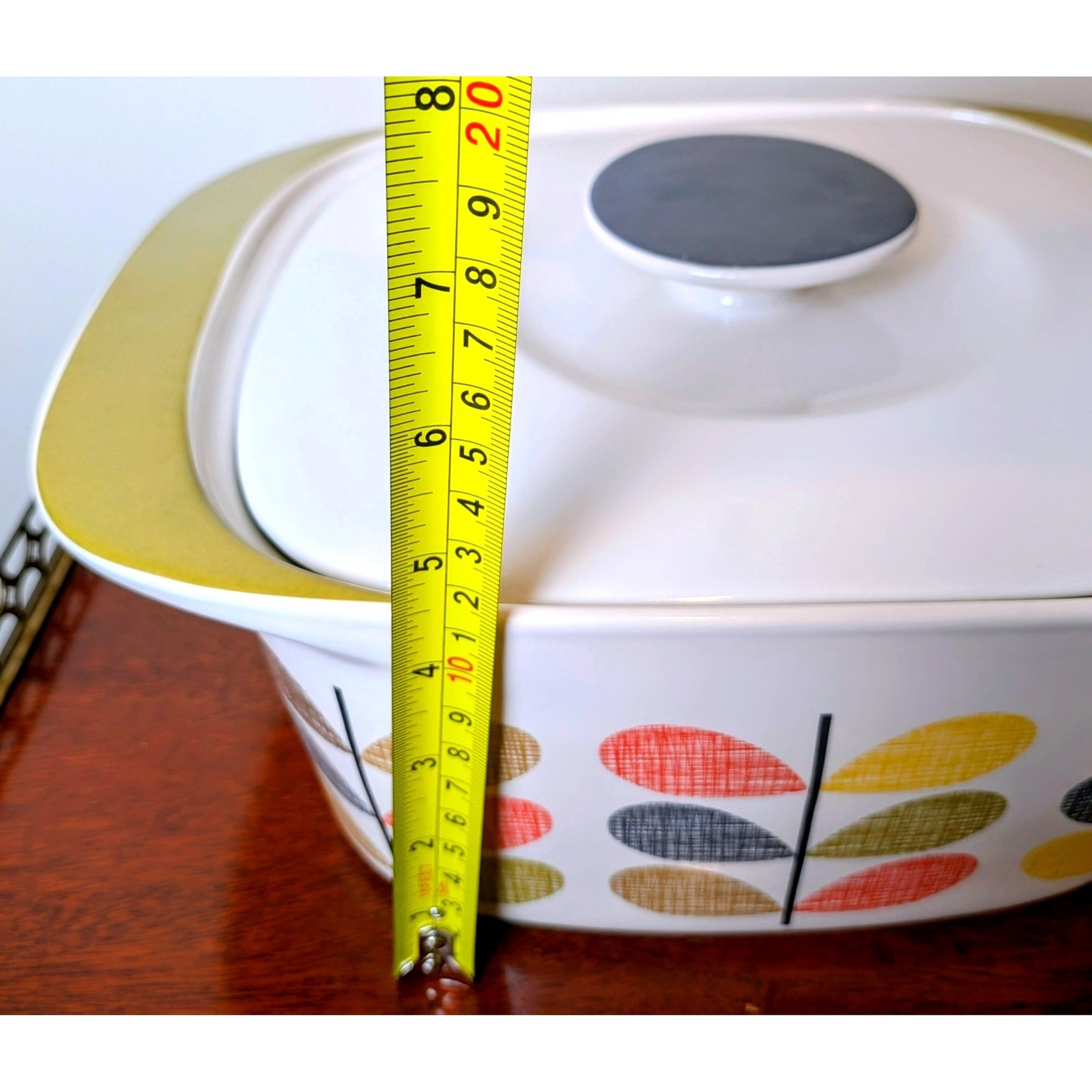 Orla Kiely House Multi Stem Ceramic Casserole Dish with Lid Mid Century Modern