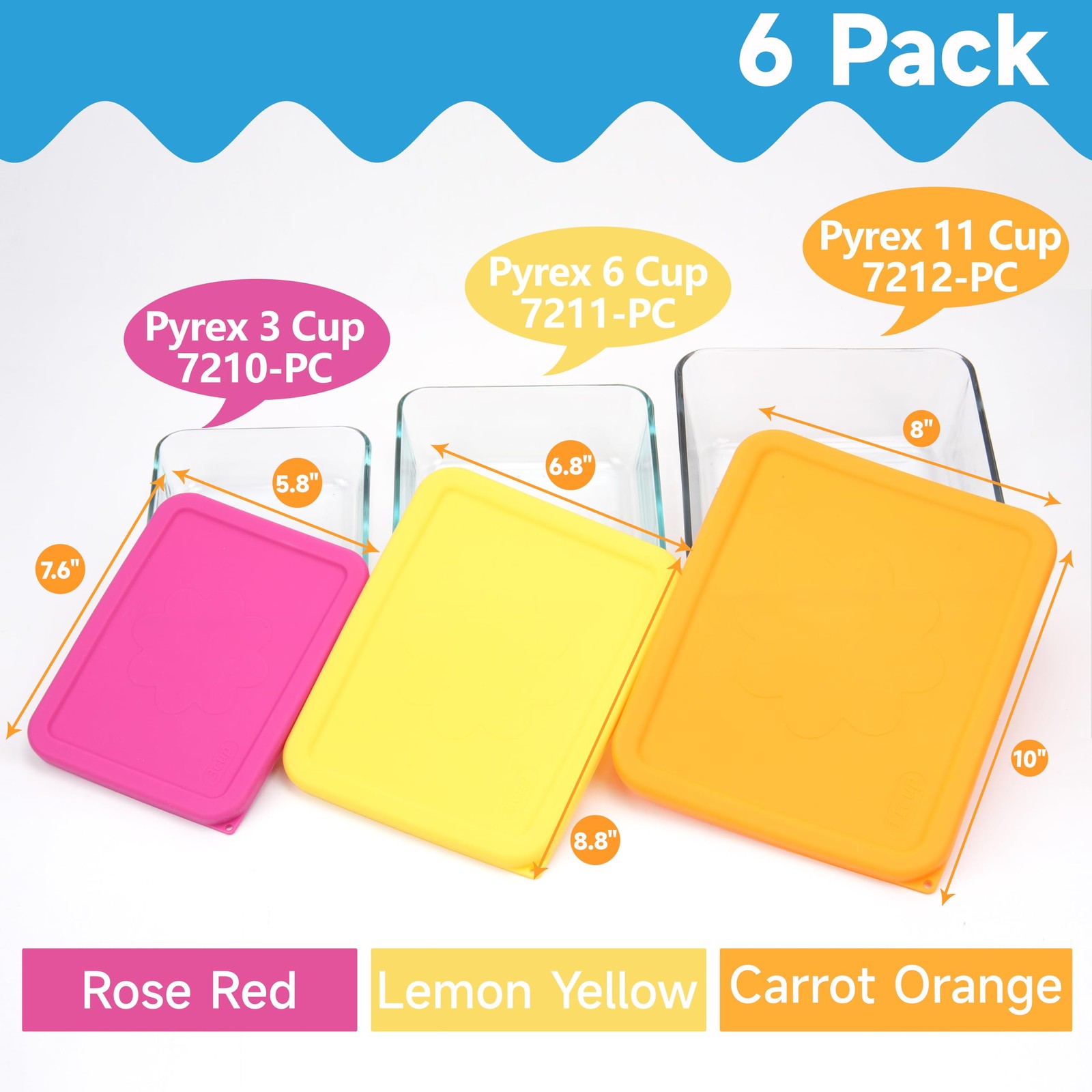 Viotiin 3 Cup 6 Cup 11 Cup Rectangle Silicone Storage Cover Lids Replacement …