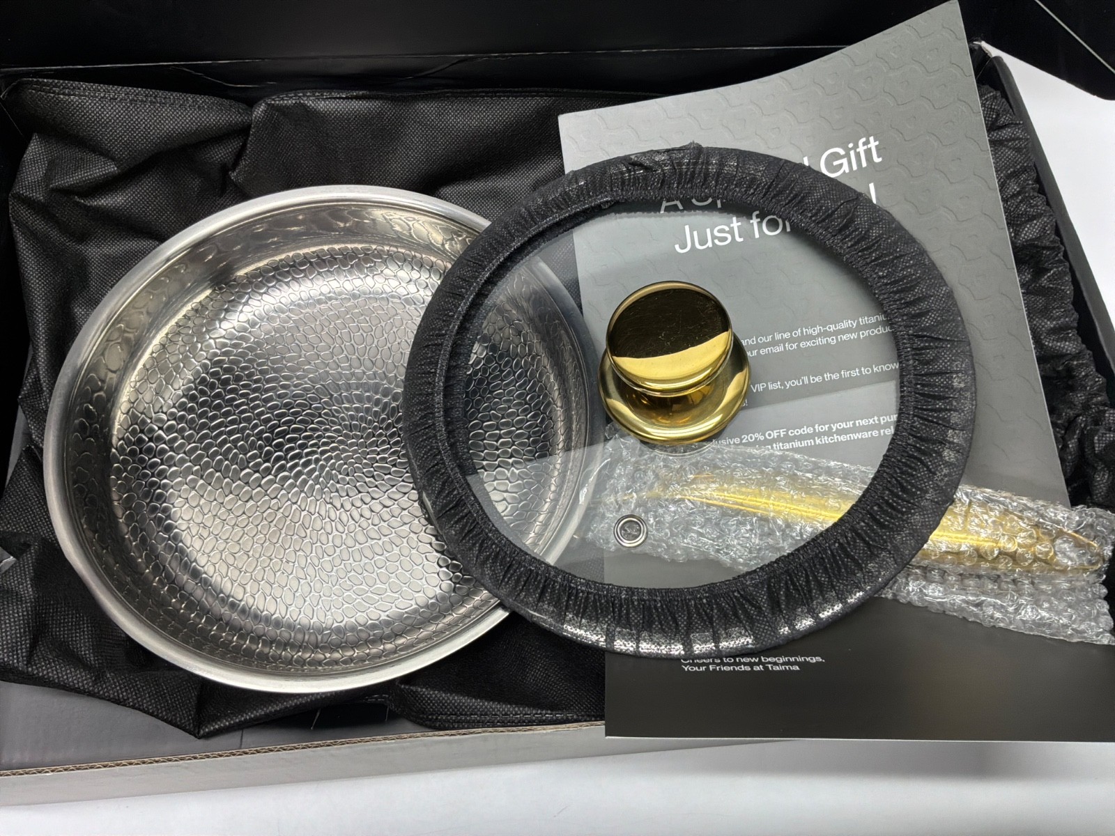 Taima Titanium Nutri Pan Pro 2.0 Hammered Frying Pan w/ Lid, 12 Inch Skillet