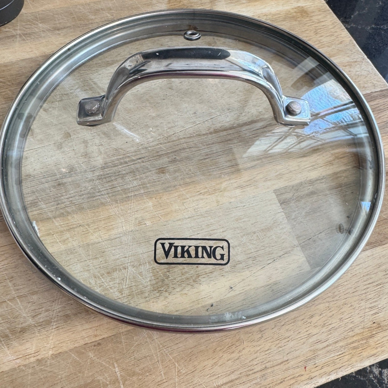 Viking 7.5 Inch Vented Tempered Glass Replacement Lid Stainless Steel Handle