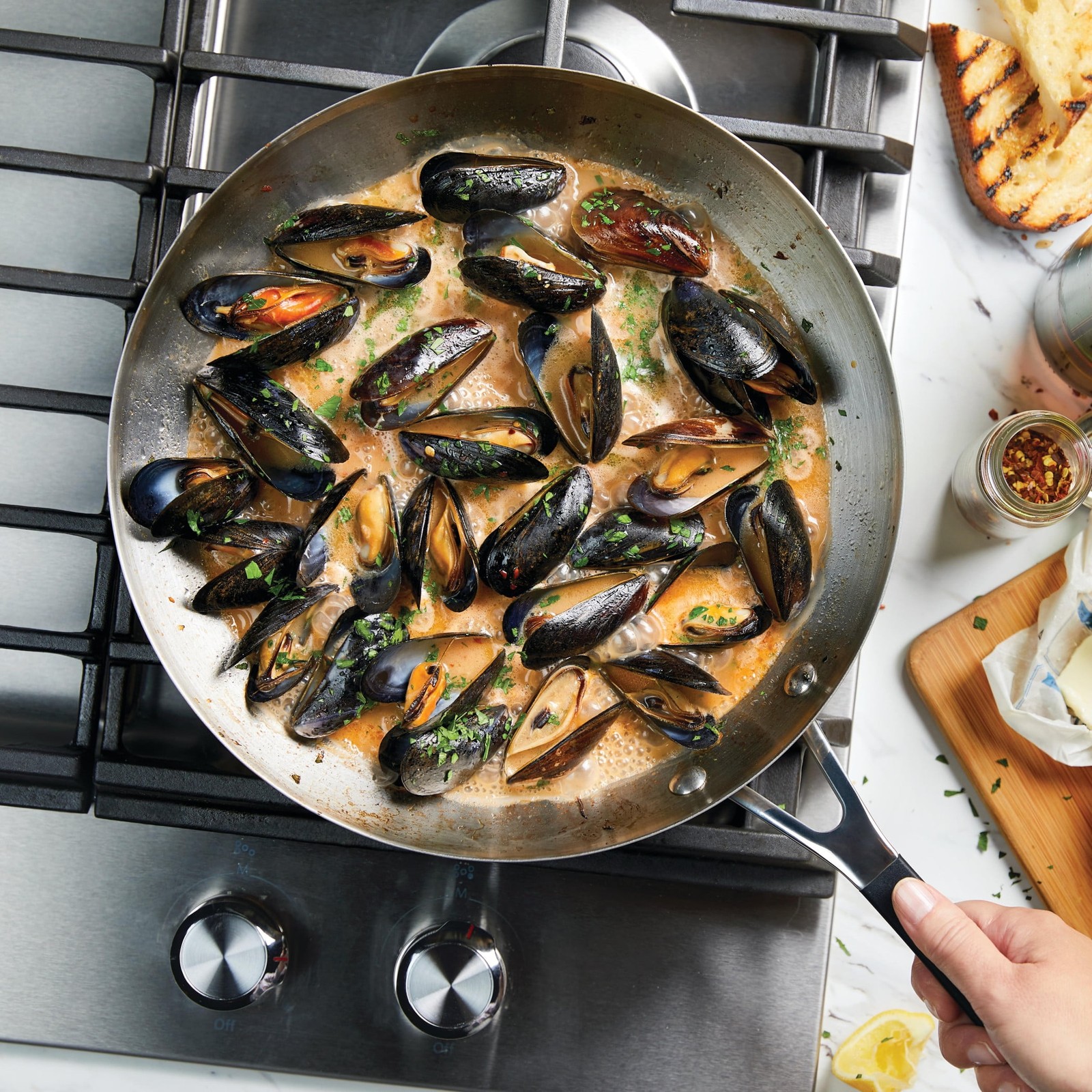 Stainless Steel Induction 12 inch Frying Pan, Brushed Stainless Steel