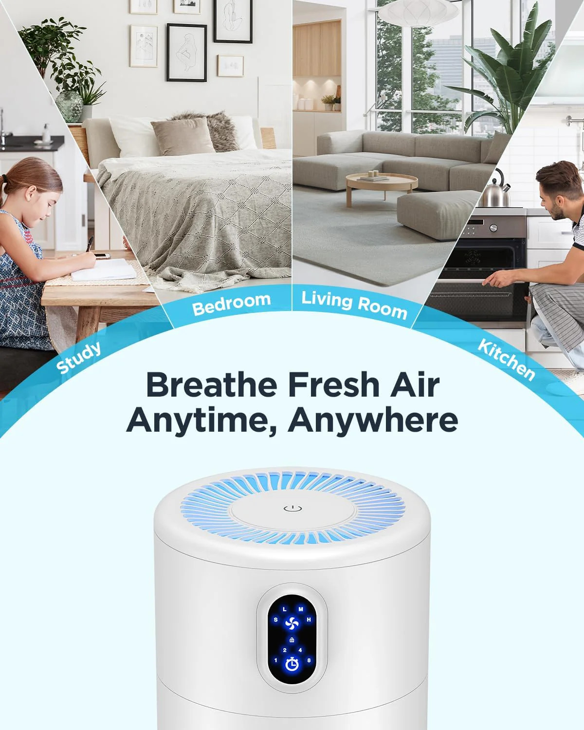 MOOKA Air Purifiers for Home Large Room up to 1076 ft², H13 True HEPA Air