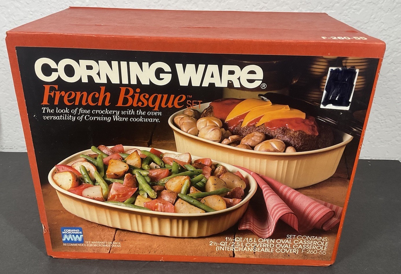 Corning Ware French Bisque F-260 Oval Casserole 3 Pc Set – New Sealed
