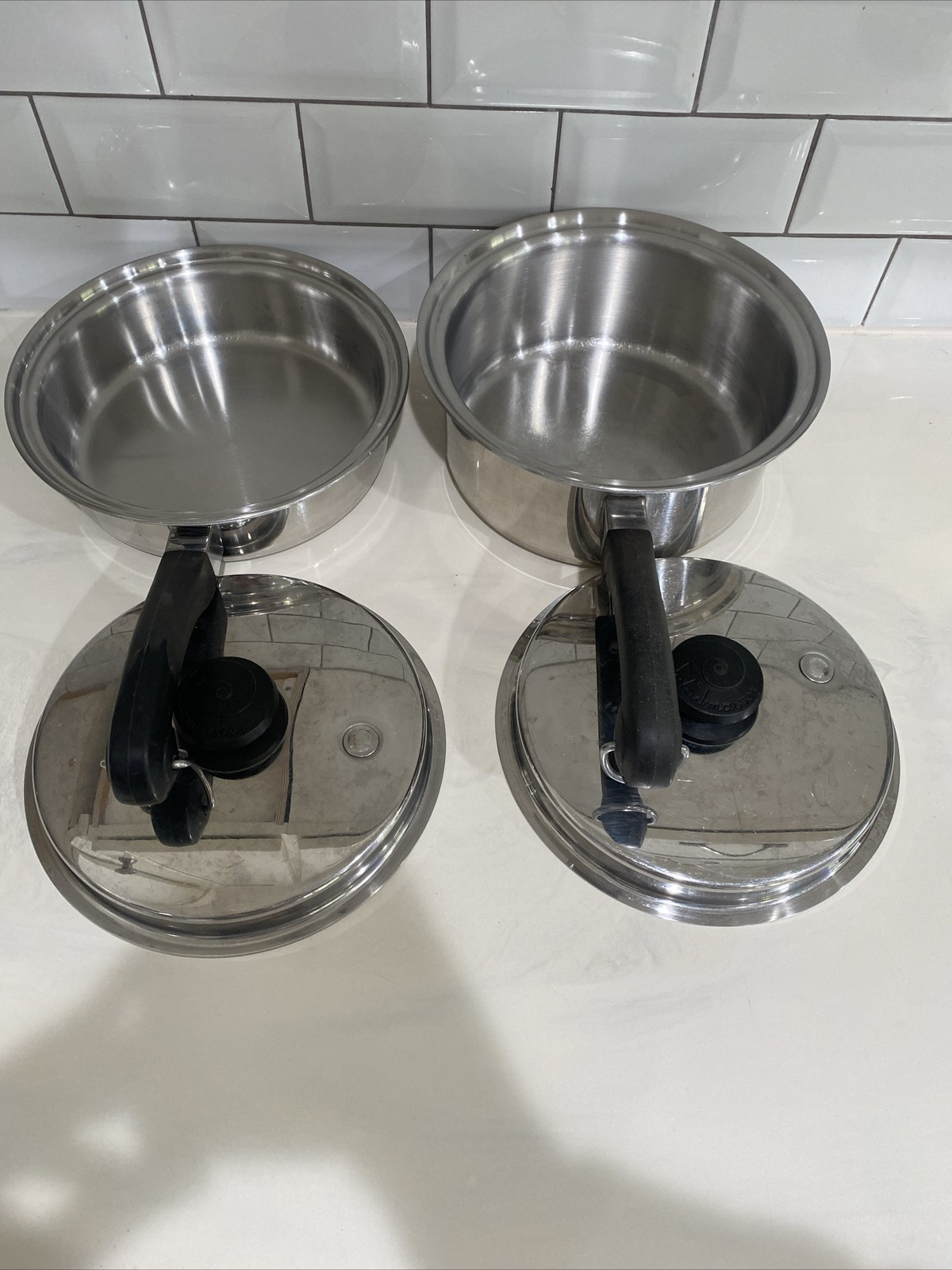 Saladmaster Cookware TP304S Stainless Steel Five Star 9”Fry/saute Pans With Lids
