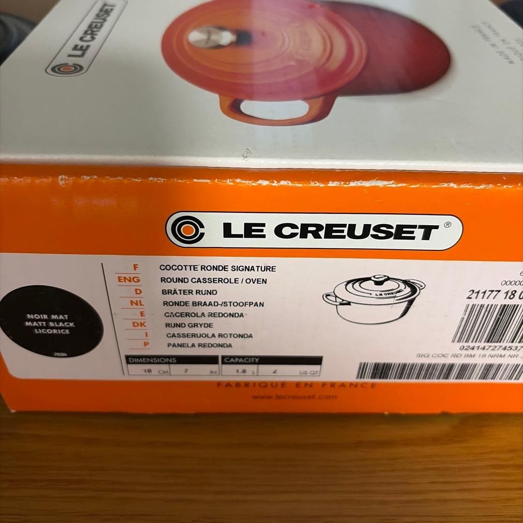 Le Creuset 18cm Matte Black Cast Iron Dutch Oven Two-Handed Pot Used
