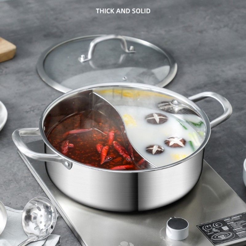 Double Sided 304 Stainless Steels Cooking Shabu Shabu Pot for Various Stove Type