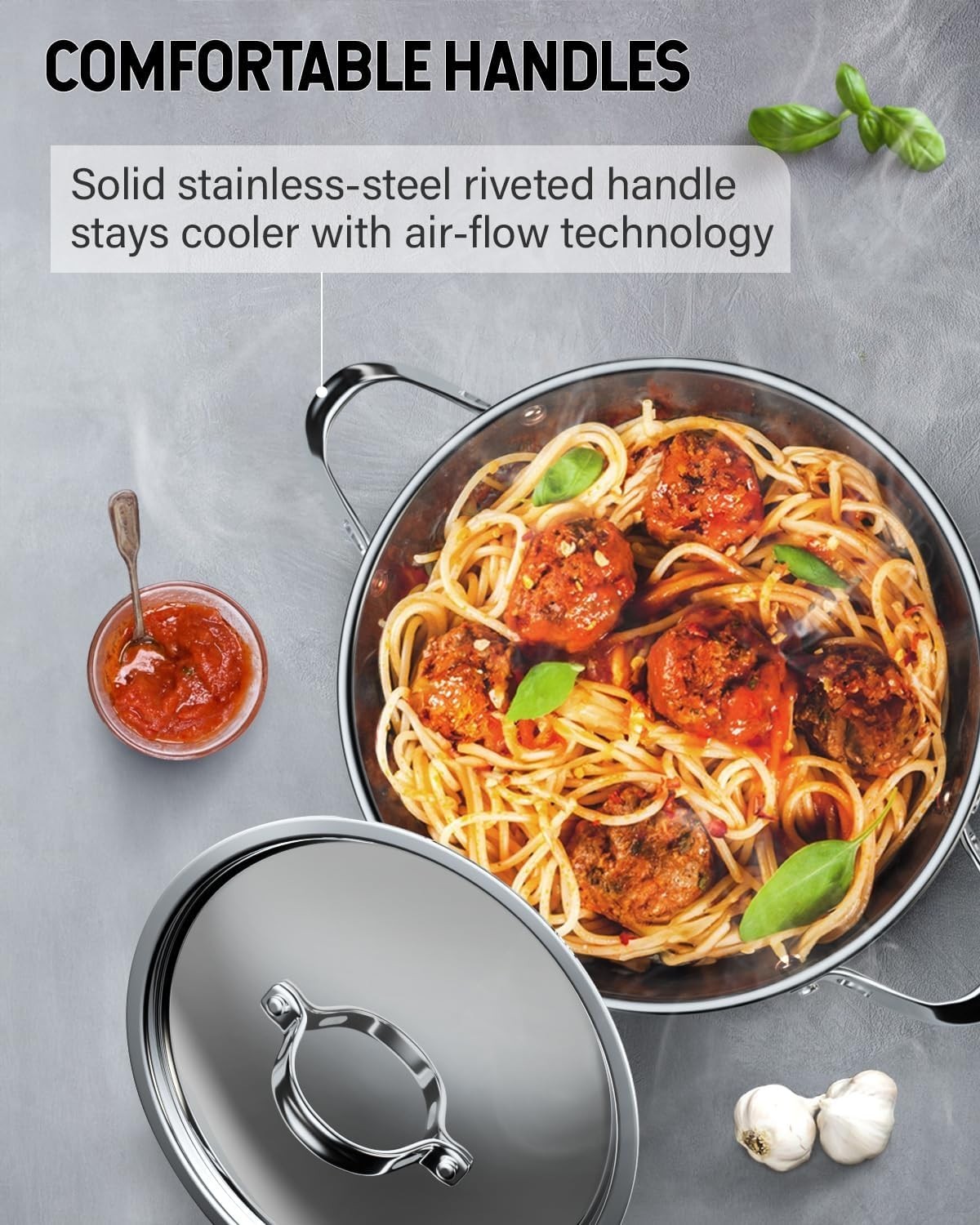 18/10 Stainless Steel 20-Qt Stockpot, Even Heat Distribution