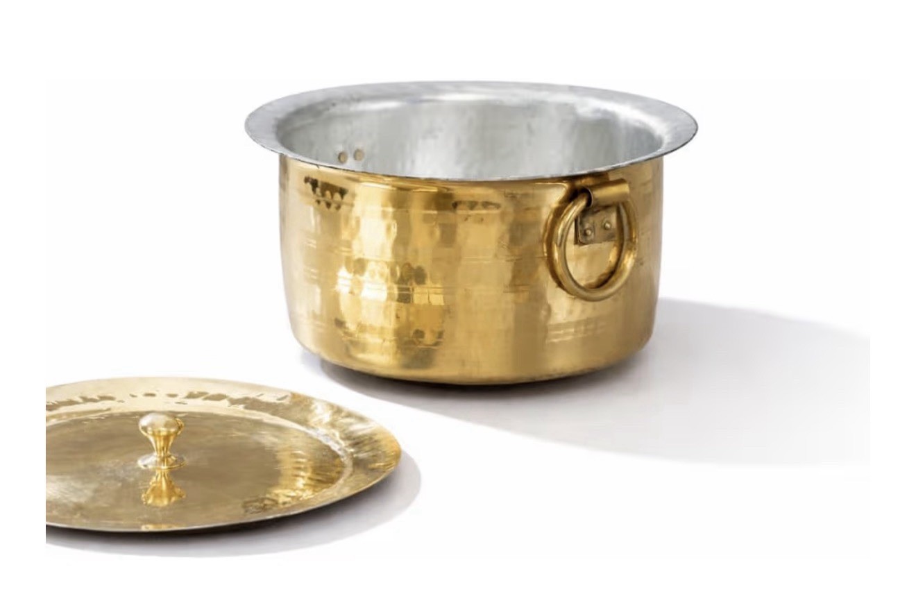 P•TAL Brass Stock Pot with Lid Naturally Nonstick and Toxin Free Pasta Pot 3 Qt