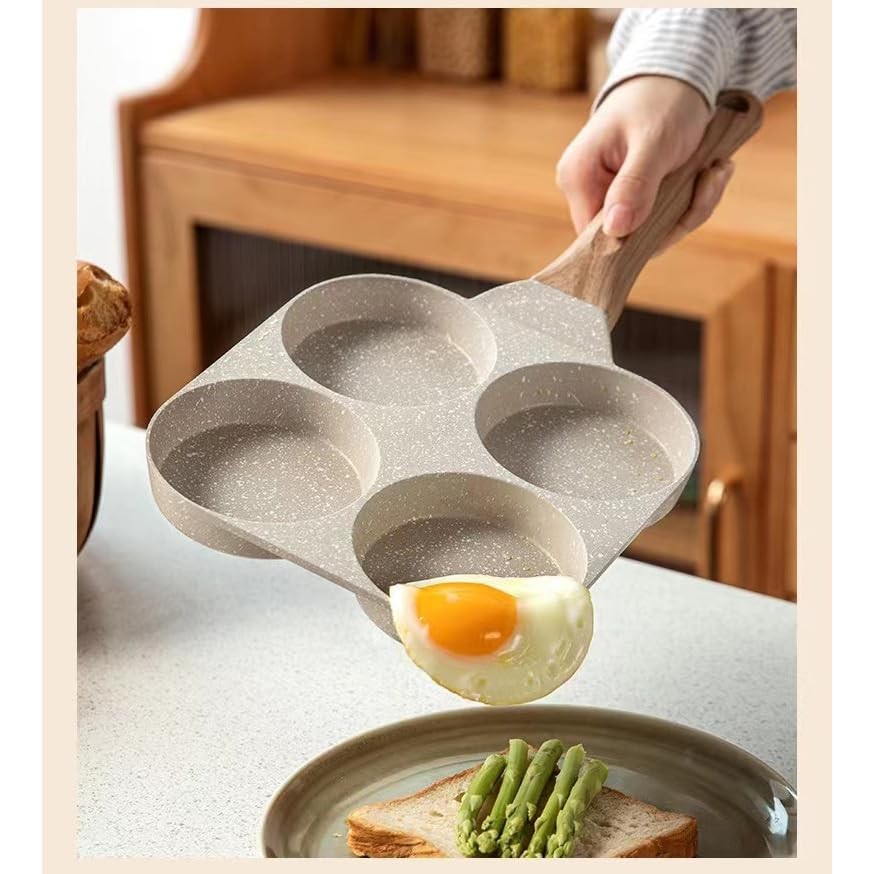 1 PC 4Cup 7.3 Inch Nonstick Egg Frying Pan Gas Induction Skillet White