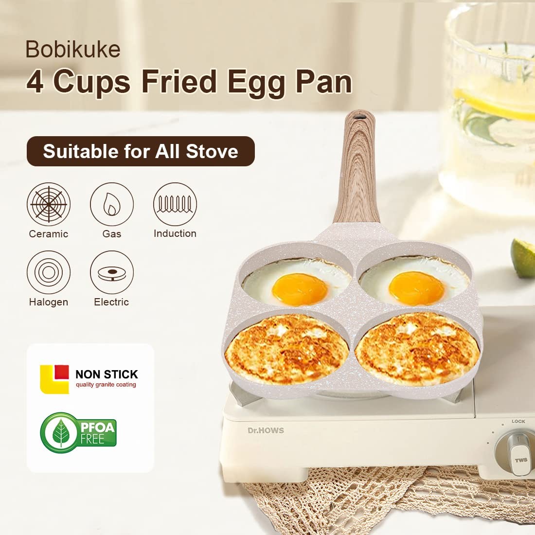 1 PC 4 Cup Nonstick Fried Egg Pan Mini Pancake Burger Maker Skillet White Tool