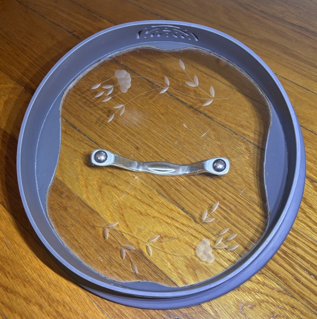 Princess House Heritage Glass and Silicone Strailing Lid 10″ Diameter READ