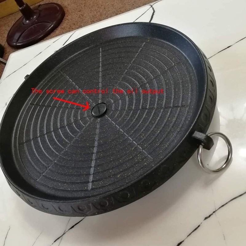 Korean BBQ Grill Pan Nonstick Smokeless Tilt Design Indoor Outdoor Cooking New