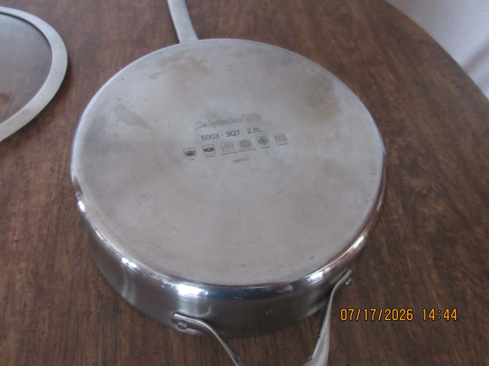 Calphalon 5003 Saute Pan 3 Qt 2.8L Stainless Steel With Lid Induction Ready
