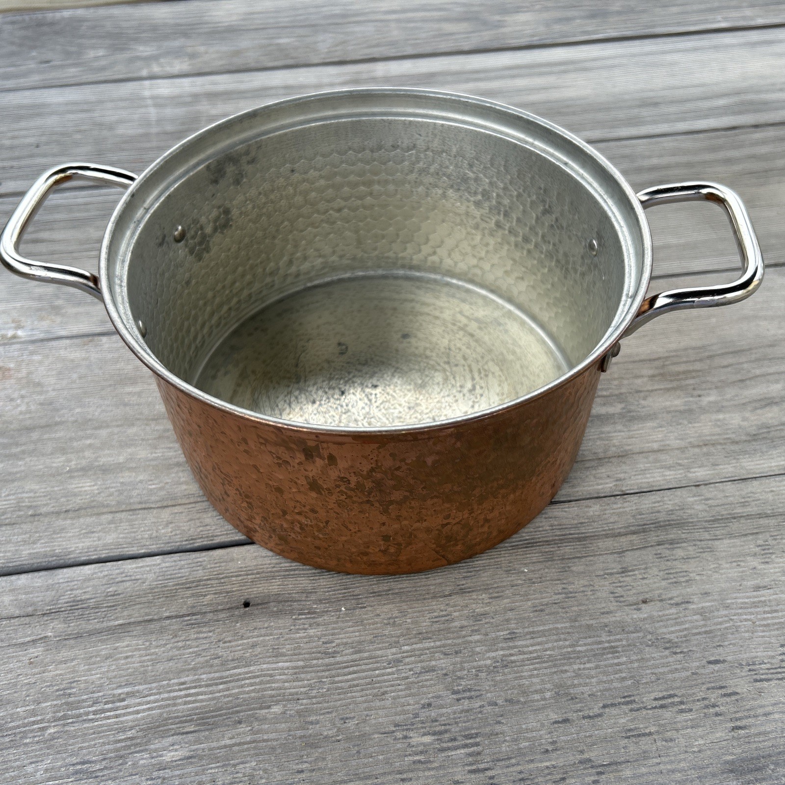 Hammered Copper And Metal Stockpot 8” Diameter No Lid
