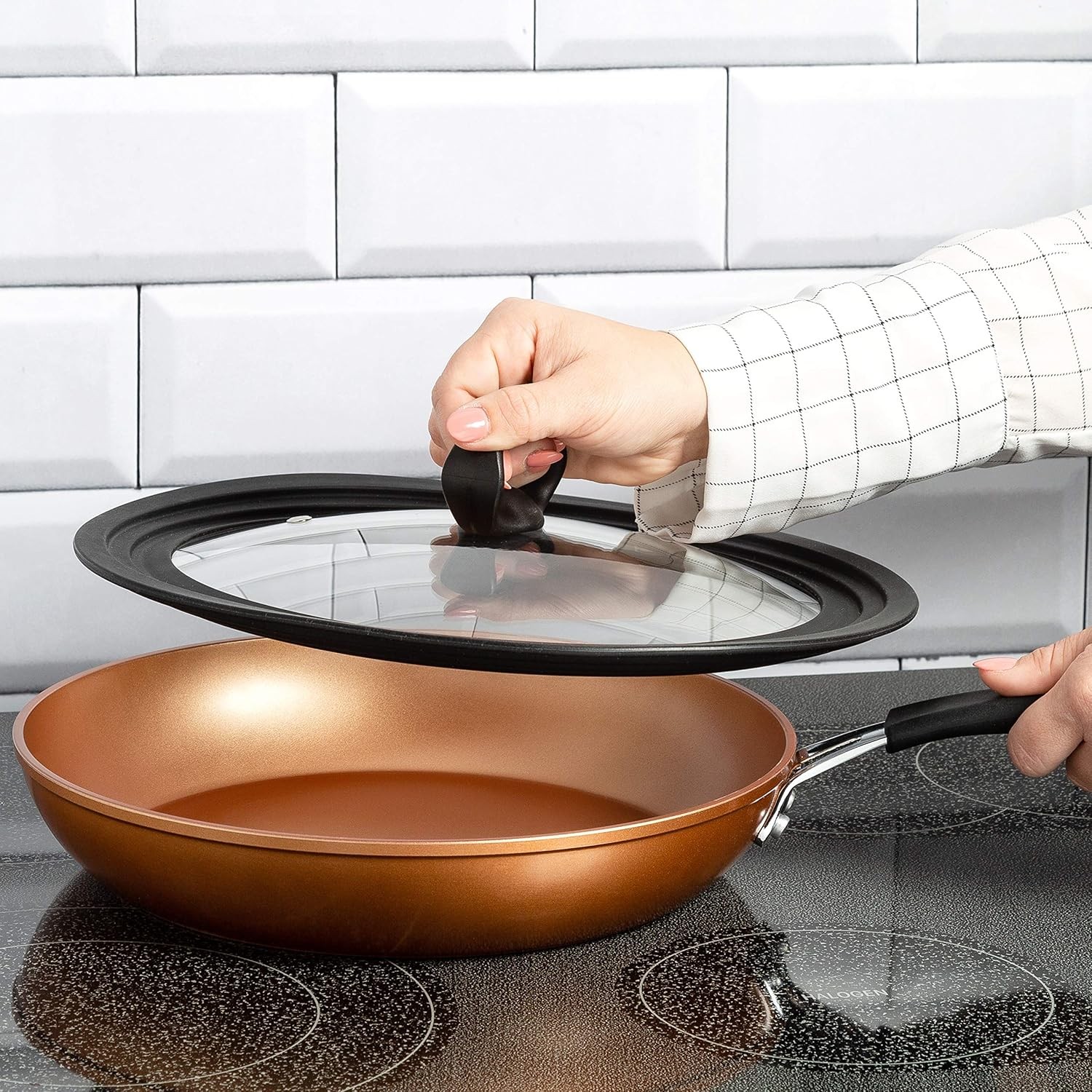 Universal Lid for Pots and Pans 9.5-12 Inch Stainless Steel Cookware Universal