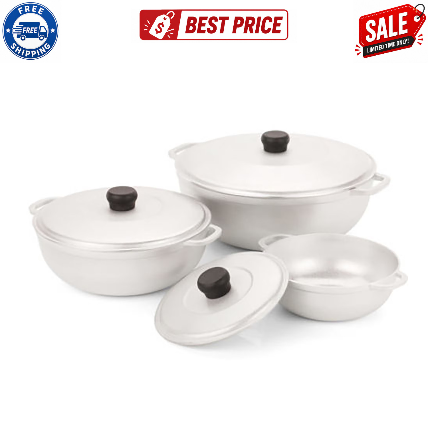 IMUSA Caldero Set 3Pc Cast Aluminum Pots 1.5 2.5 5.2Qt Cooking